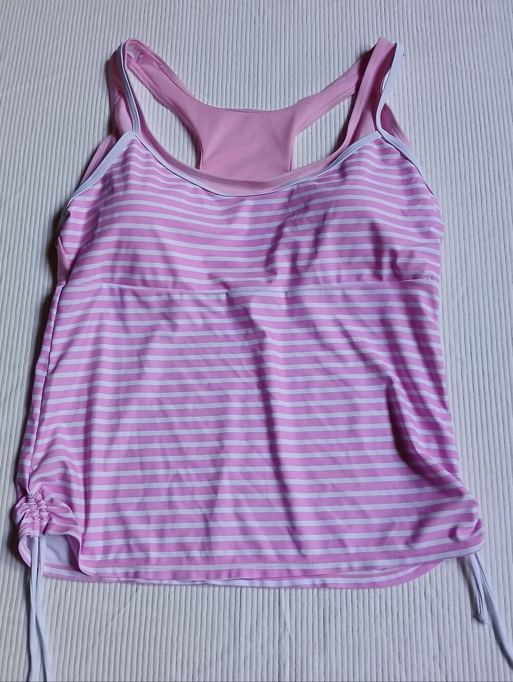 MiYang Sz XL Womens Pink Striped Tummy Control Tankini Swimsuit Summer Mae